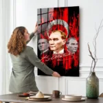 Üçlü Atatürk Portresi Cam Tablo - Görsel 2