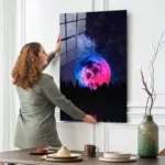 Neon Galaksi Ay Cam Tablo - Görsel 2