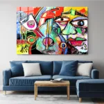 Kübik Çizim Cam Tablo - Görsel 3