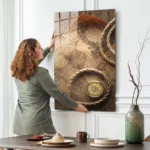 Vintage Pusula ve Eski Harita Cam Tablo - Görsel 2