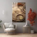 Vintage Pusula ve Eski Harita Cam Tablo - Görsel 5