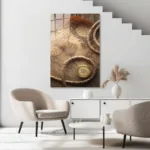 Vintage Pusula ve Eski Harita Cam Tablo - Görsel 3