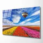 Çiçek ve Balon Temalı Cam Tablo