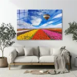 Çiçek ve Balon Temalı Cam Tablo - Görsel 3