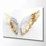 Lüks Beyaz ve Altın Kanat Cam Tablo