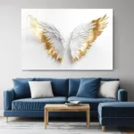 Lüks Beyaz ve Altın Kanat Cam Tablo - Görsel 4