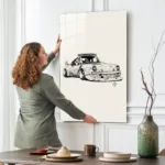 Özel Çizim Porsche 911 Dekoratif Cam Tablo - Görsel 2