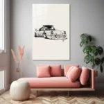 Özel Çizim Porsche 911 Dekoratif Cam Tablo - Görsel 3