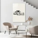 Özel Çizim Porsche 911 Dekoratif Cam Tablo - Görsel 6