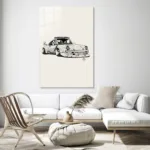 Özel Çizim Porsche 911 Dekoratif Cam Tablo - Görsel 4