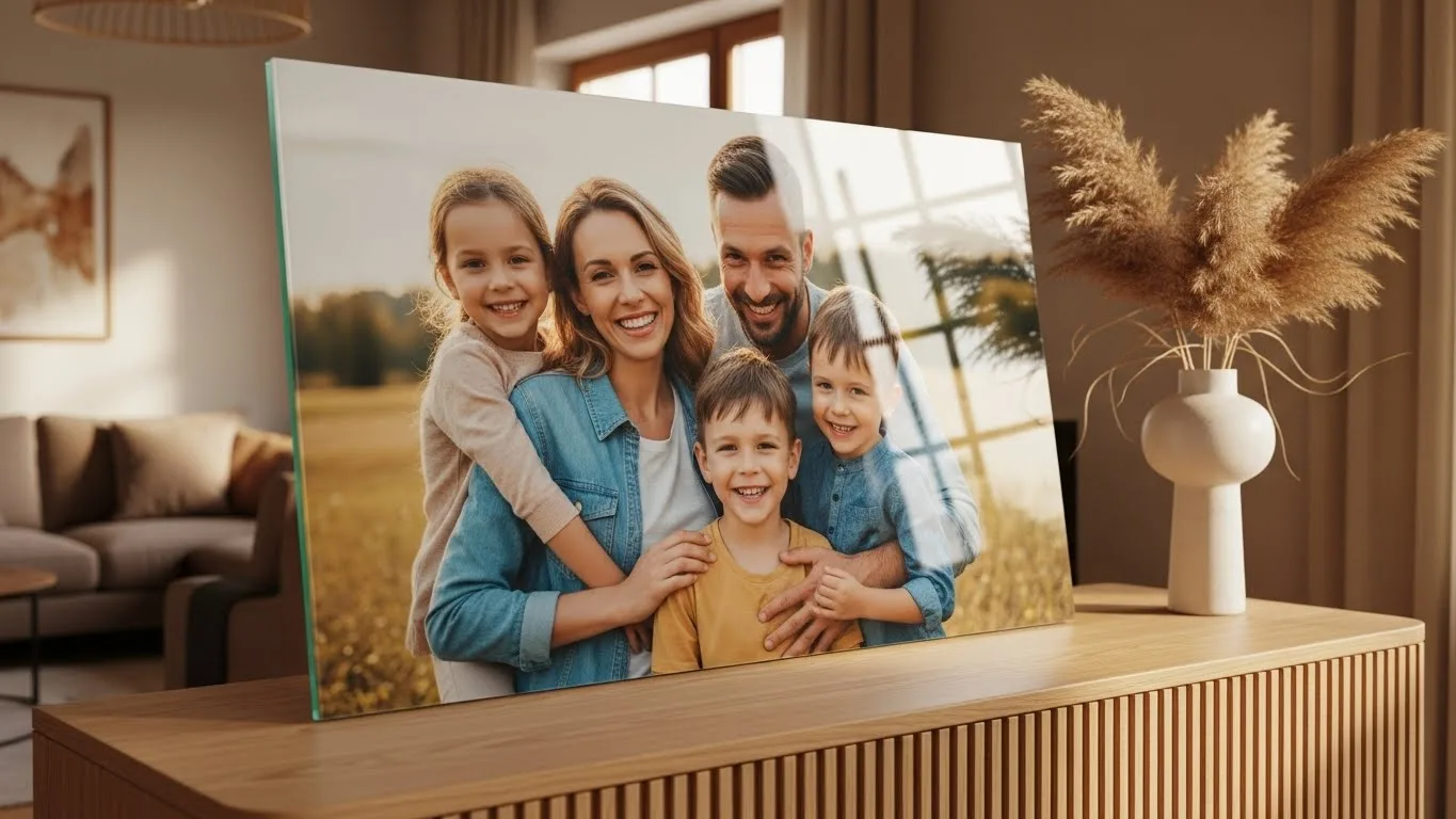 kisiye ozel tasarim aile baskili cam tablo