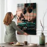 Turkuaz Klasik Araba Cam Tablo - Görsel 2