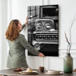 Siyah Beyaz Klasik Cam Tablo - Görsel 2