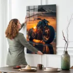 Gün Batımı Chopper Cam Tablo - Görsel 2