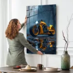 Sarı Custom Motor Cam Tablo - Görsel 2