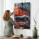 Turuncu Jantlı BMW M Serisi Cam Tablo - Görsel 2