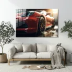 Kırmızı Porsche Tarzı Cam Tablo - Görsel 5