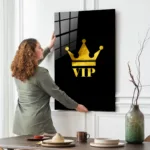 VIP Crown Altın Varak Görünümlü Cam Tablo - Görsel 2