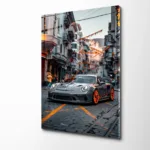 Yağmurda Spor Araba Cam Tablo