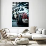 Kırmızı Ejderha Detaylı Spor Araba Cam Tablo - Görsel 6