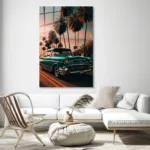 Turkuaz Klasik Araba Cam Tablo - Görsel 3