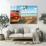 Küba Temalı Klasik Araba Cam Tablo - Görsel 5