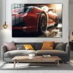 Kırmızı Porsche Tarzı Cam Tablo - Görsel 4