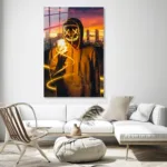 Neon Maskeli Figür Tasarım Cam Tablo - Görsel 3