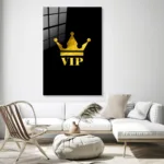 VIP Crown Altın Varak Görünümlü Cam Tablo - Görsel 3