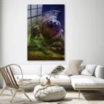 Antik Miğfer ve Doğa Temalı Dekoratif Cam Tablo - Görsel 3