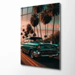 Turkuaz Klasik Araba Cam Tablo