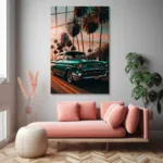 Turkuaz Klasik Araba Cam Tablo - Görsel 4