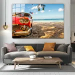 Küba Temalı Klasik Araba Cam Tablo - Görsel 4