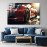 Kırmızı Porsche Tarzı Cam Tablo - Görsel 3