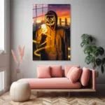 Neon Maskeli Figür Tasarım Cam Tablo - Görsel 4