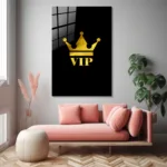 VIP Crown Altın Varak Görünümlü Cam Tablo - Görsel 4