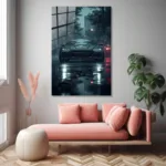 Siyah Spor Araba Cam Tablo - Görsel 4