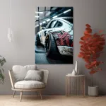 Kırmızı Ejderha Detaylı Spor Araba Cam Tablo - Görsel 3