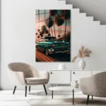 Turkuaz Klasik Araba Cam Tablo - Görsel 5