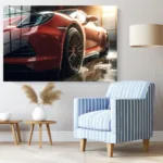 Kırmızı Porsche Tarzı Cam Tablo - Görsel 2