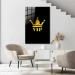 VIP Crown Altın Varak Görünümlü Cam Tablo - Görsel 5