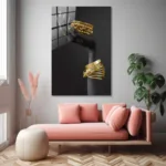 Altın Takılı Siyah El Figürlü Dekoratif Cam Tablo - Görsel 4