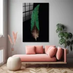 Artistic feather on dark background