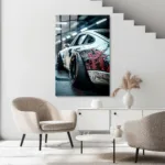 Kırmızı Ejderha Detaylı Spor Araba Cam Tablo - Görsel 4