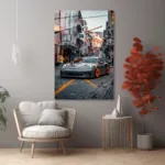 Yağmurda Spor Araba Cam Tablo - Görsel 6