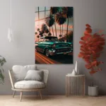 Turkuaz Klasik Araba Cam Tablo - Görsel 6