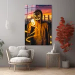 Neon Maskeli Figür Tasarım Cam Tablo - Görsel 6