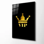 VIP Crown Altın Varak Görünümlü Cam Tablo