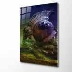 Antik Miğfer ve Doğa Temalı Dekoratif Cam Tablo