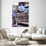 Dumanlı Araba ve Nargile Cam Tablo - Görsel 6